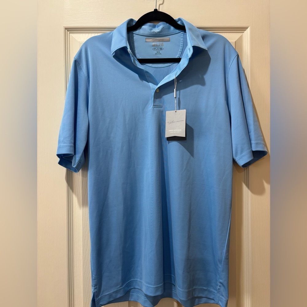 Greg Norman Collection Light Blue Striped Polo Shirt